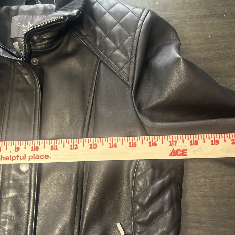 Cole Haan black leather jacket Womens Size Medium - Picture 4 of 6